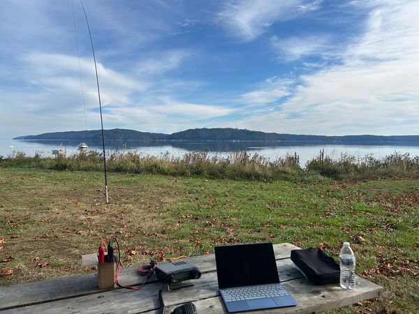 Picnic table setup overlooking the water at Potlatch