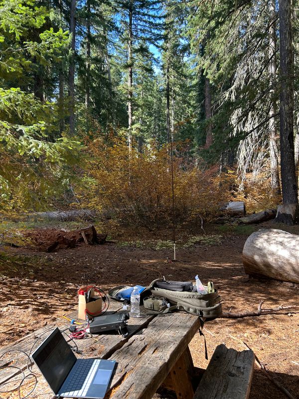 Setup near Guler Ice Cave in Gifford Pinchot